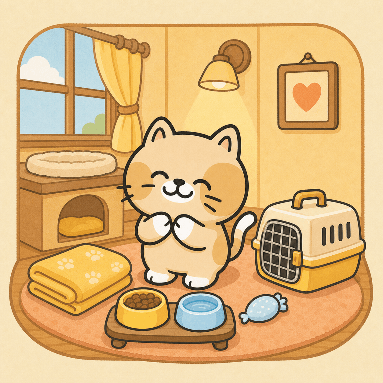 แคทฉะพักผ่อนในห้องพักโรงแรมแมว